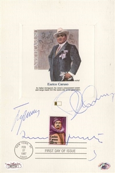 Enrico Caruso 1st Day Cover signed by Domingo/Carreras/Pavarotti (Three Tenors)